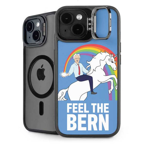 Feel The Bern Unicorn iPhone 15 Plus Kickstand Case