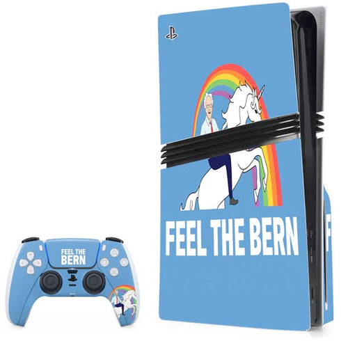 Feel The Bern Unicorn PS5 Pro Disk Bundle Skin