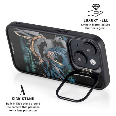 DC Comics Batman All Star Batman & Robin, The Boy Wonder Action Pose Art BY Jim Lee iPhone 14 Kickstand Case