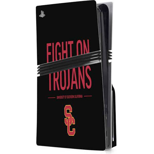 University of Southern California Fight On Trojans PS5 Pro Disk Console Skin