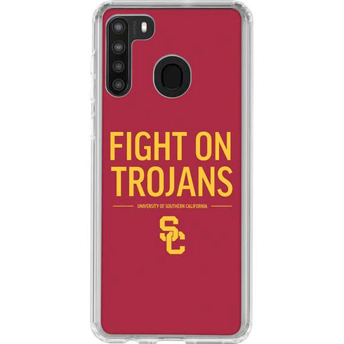 University of Southern California Fight On Trojans Red Galaxy A21 Clear Case