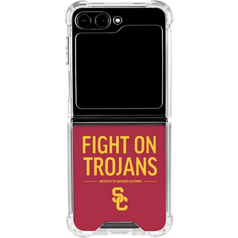 University of Southern California Fight On Trojans Red Galaxy Z Flip6 Clear Case