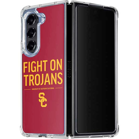 University of Southern California Fight On Trojans Red Galaxy Z Fold5 5G Clear Case