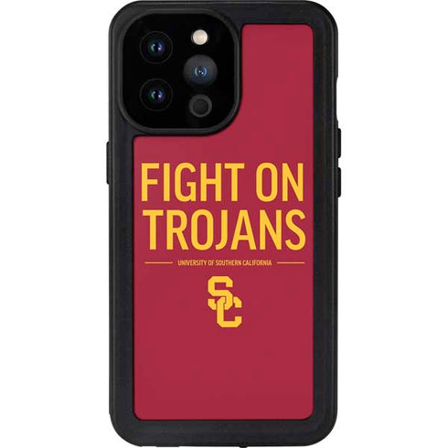 University of Southern California Fight On Trojans Red iPhone 14 Pro Max Waterproof Case