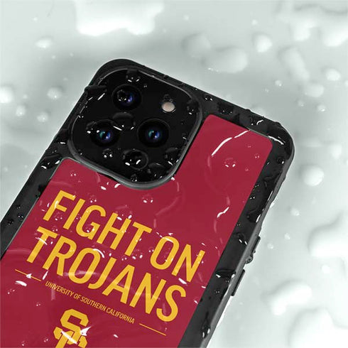 University of Southern California Fight On Trojans Red iPhone 14 Pro Max Waterproof Case