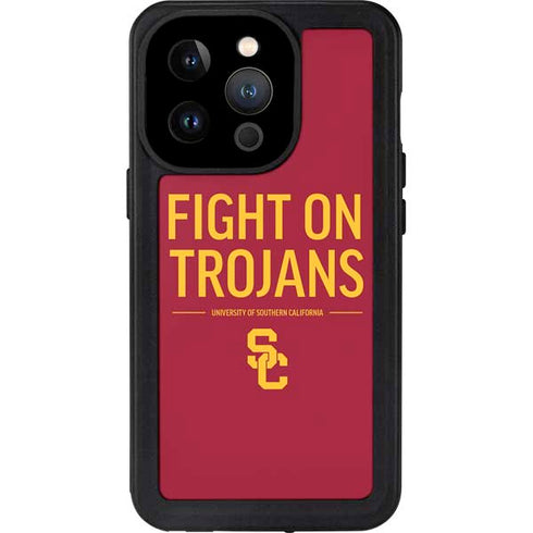University of Southern California Fight On Trojans Red iPhone 14 Pro Waterproof Case