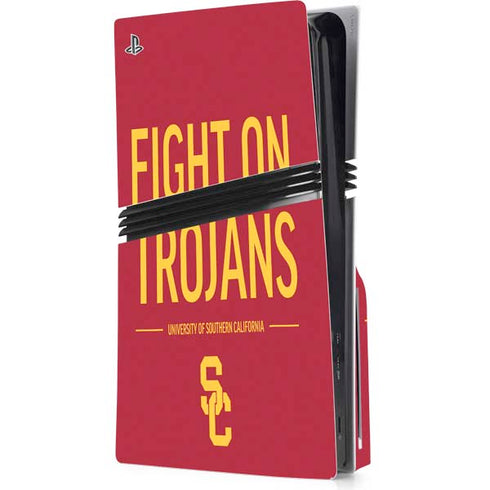 University of Southern California Fight On Trojans Red PS5 Pro Disk Console Skin