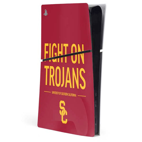 University of Southern California Fight On Trojans Red PS5 Slim Digital Edition Console Skin