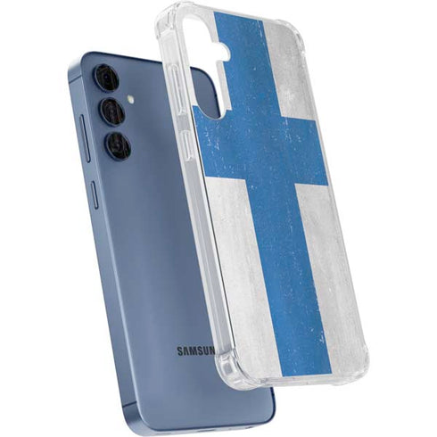 Finland Flag Distressed Galaxy A55 5G Clear Case