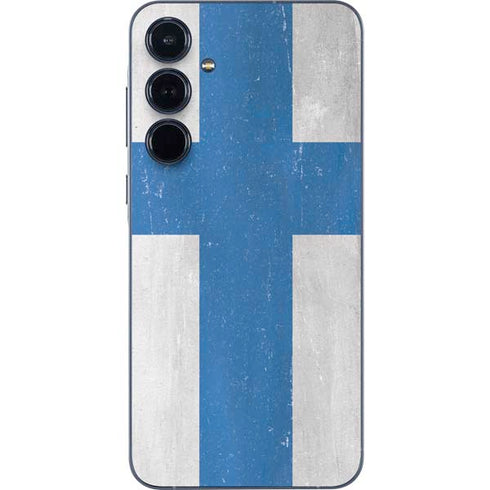 Finland Flag Distressed Galaxy A55 5G Skin