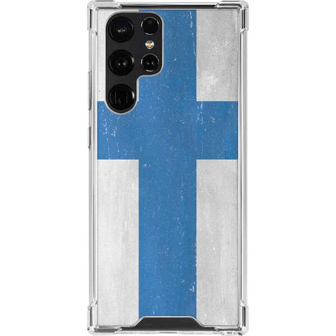 Finland Flag Distressed Galaxy S23 Ultra Clear Case