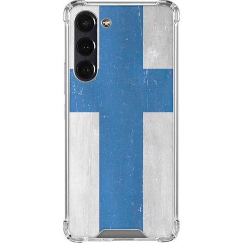 Finland Flag Distressed Galaxy S24 FE Clear Case