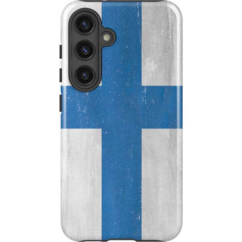 Finland Flag Distressed Galaxy S25 Plus Impact Case