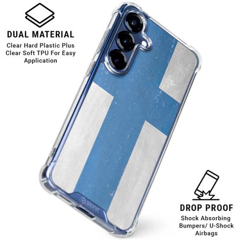 Finland Flag Distressed Galaxy S25 Clear Case