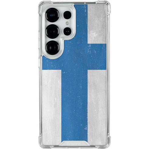 Finland Flag Distressed Galaxy S25 Ultra Clear Case