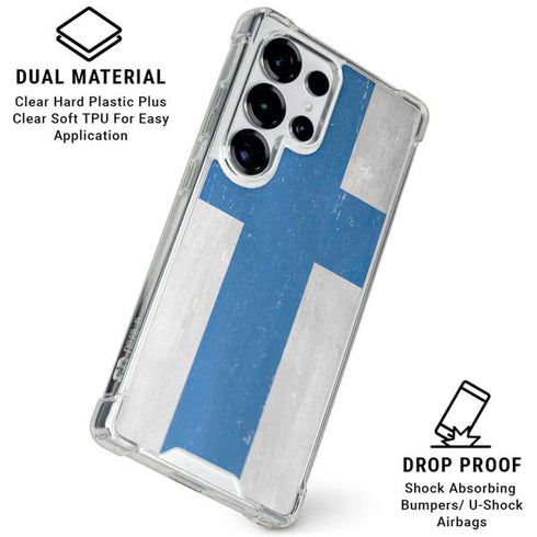 Finland Flag Distressed Galaxy S25 Ultra Clear Case