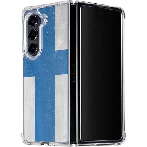 Finland Flag Distressed Galaxy Z Fold5 5G Clear Case