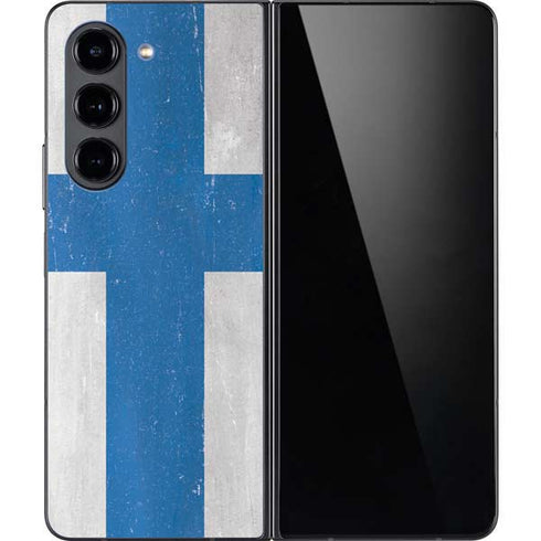 Finland Flag Distressed Galaxy Z Fold5 5G Skin