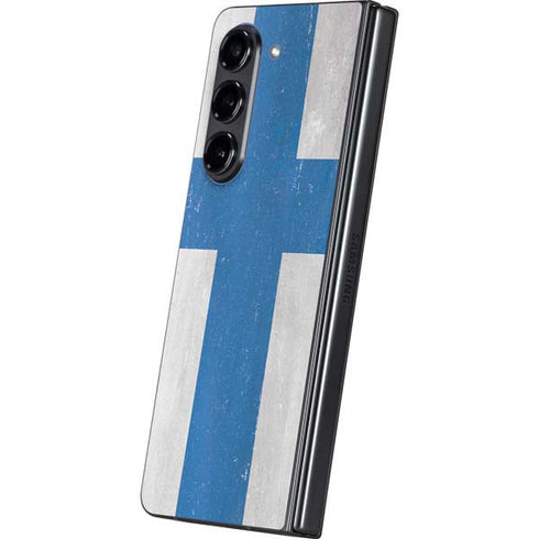 Finland Flag Distressed Galaxy Z Fold5 5G Skin