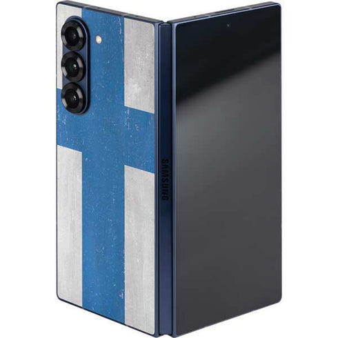 Finland Flag Distressed Galaxy Z Fold6 Skin