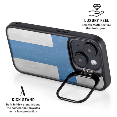 Finland Flag Distressed iPhone 14 Plus Kickstand Case