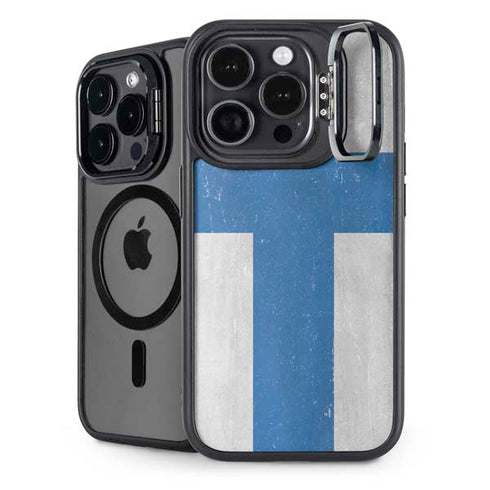 Finland Flag Distressed iPhone 14 Pro Max Kickstand Case