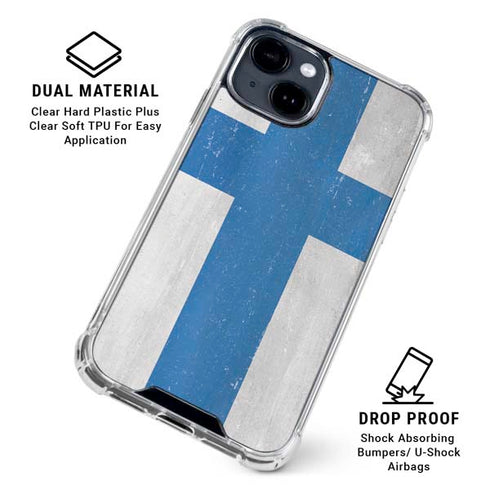 Finland Flag Distressed iPhone 15 Clear Case