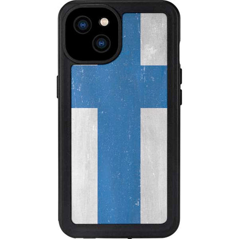 Finland Flag Distressed iPhone 15 Plus Waterproof Case