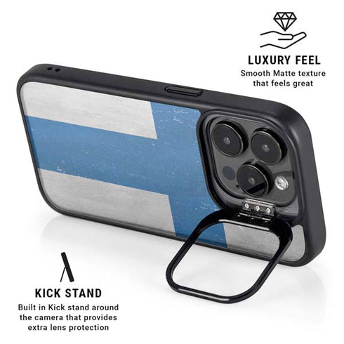 Finland Flag Distressed iPhone 15 Pro Kickstand Case