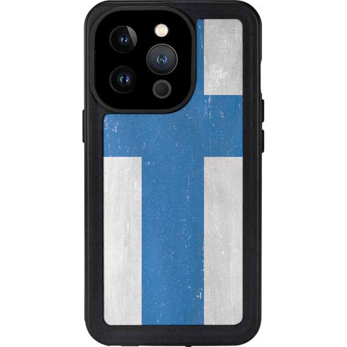 Finland Flag Distressed iPhone 15 Pro Waterproof Case
