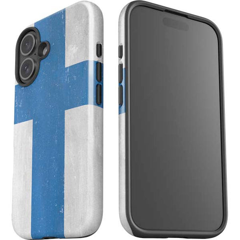 Finland Flag Distressed iPhone 16 Impact Case