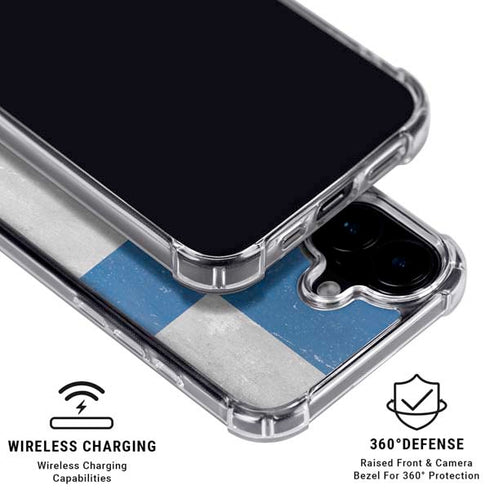 Finland Flag Distressed iPhone 16 Plus Clear Case