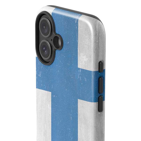 Finland Flag Distressed iPhone 16 Plus Impact Case