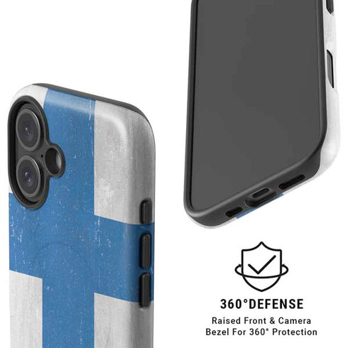 Finland Flag Distressed iPhone 16 Plus Magsafe Impact Case
