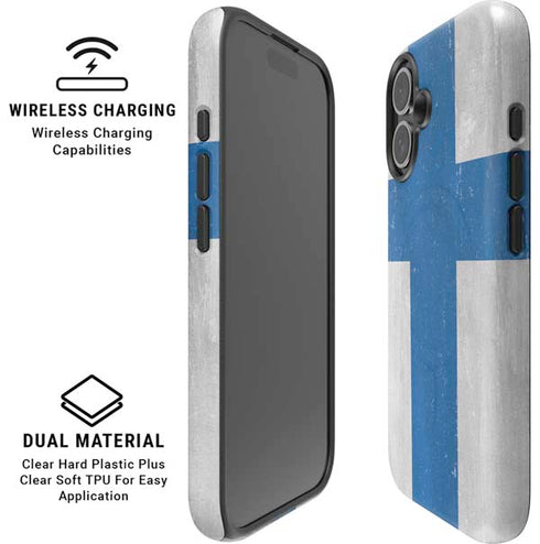 Finland Flag Distressed iPhone 16 Plus Magsafe Impact Case
