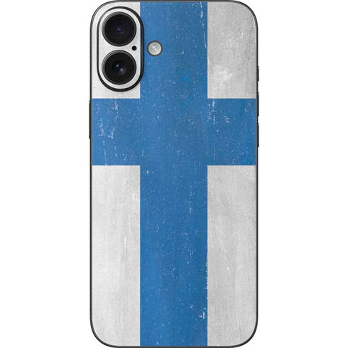 Finland Flag Distressed iPhone 16 Plus Skin