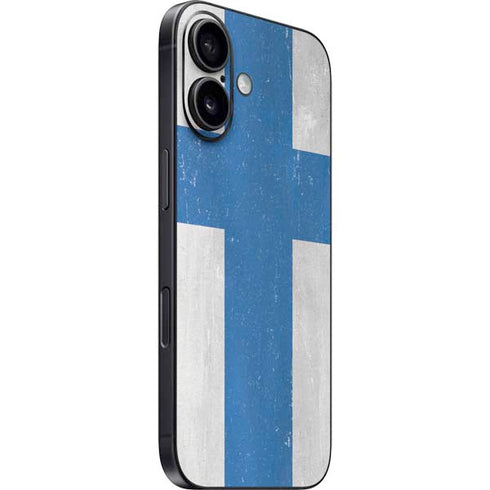 Finland Flag Distressed iPhone 16 Plus Skin