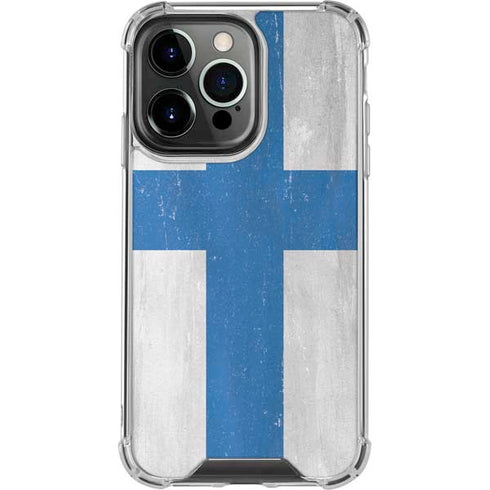 Finland Flag Distressed iPhone 16 Pro Clear Case