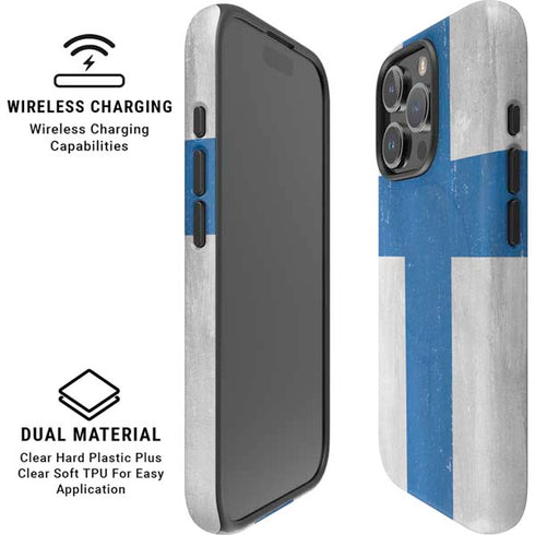 Finland Flag Distressed iPhone 16 Pro Magsafe Impact Case