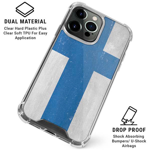 Finland Flag Distressed iPhone 16 Pro Max Clear Case