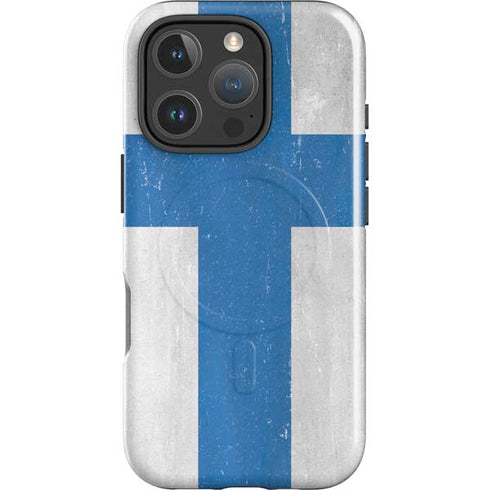 Finland Flag Distressed iPhone 16 Pro Max Magsafe Impact Case