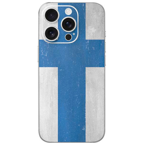 Finland Flag Distressed iPhone 16 Pro Skin