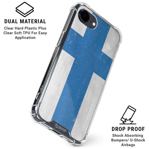 Finland Flag Distressed iPhone 16e Clear Case