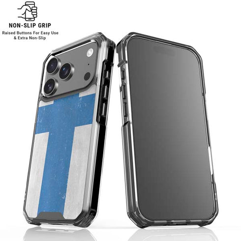 Finland Flag Distressed iPhone 18 Pro Clear Case
