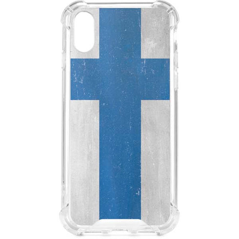 Finland Flag Distressed iPhone XS Clear Case