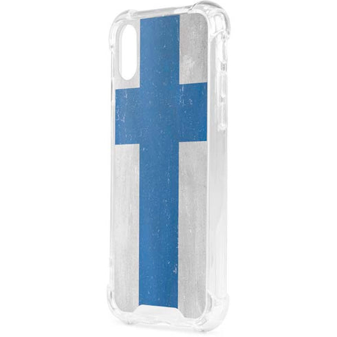 Finland Flag Distressed iPhone XS Clear Case