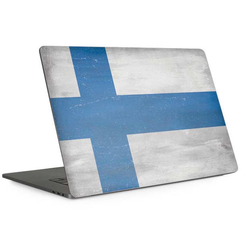 Finland Flag Distressed MacBook Skins