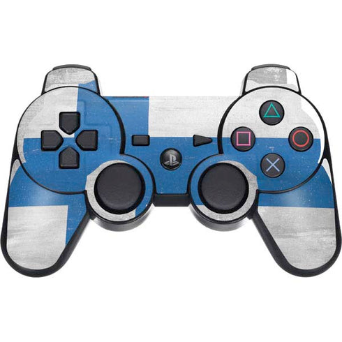 Finland Flag Distressed PS3 Dual Shock wireless controller Skin