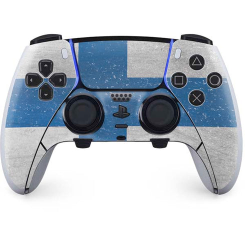 Finland Flag Distressed PS5 DualSense Edge Pro Controller Skin