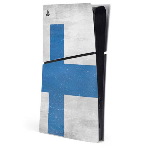 Finland Flag Distressed PS5 Slim Digital Edition Console Skin